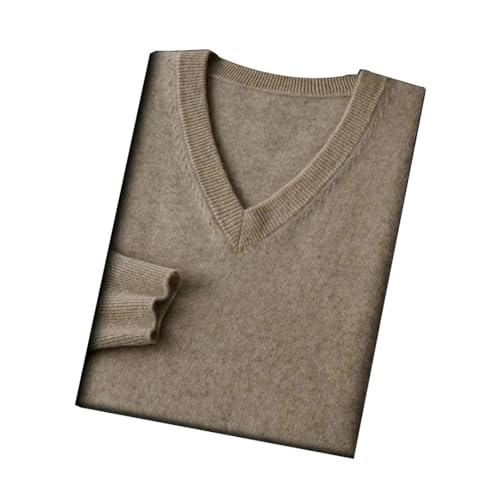 Mens 100 Percent Cashmere V Neck Pullover Long Sleeve Business Casual Knitted Sweater Warm Tops