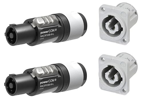 2 Pair Neutrik NAC3FXXB-W-L & NAC3MPXXB Powercon Power Out Gray Rated 20A/250V AC