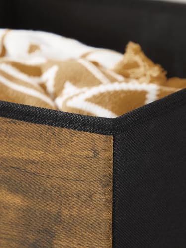 SONGMICS Aufbewahrungsbox, 6er Set, Ordnungsboxen, Oxford-Gewebe, Faltbox, 30 x 30 x 30 cm, Stoffbox, für Würfelregal, Organizer für Kleidung, vintagebraun-schwarz RFB102B01