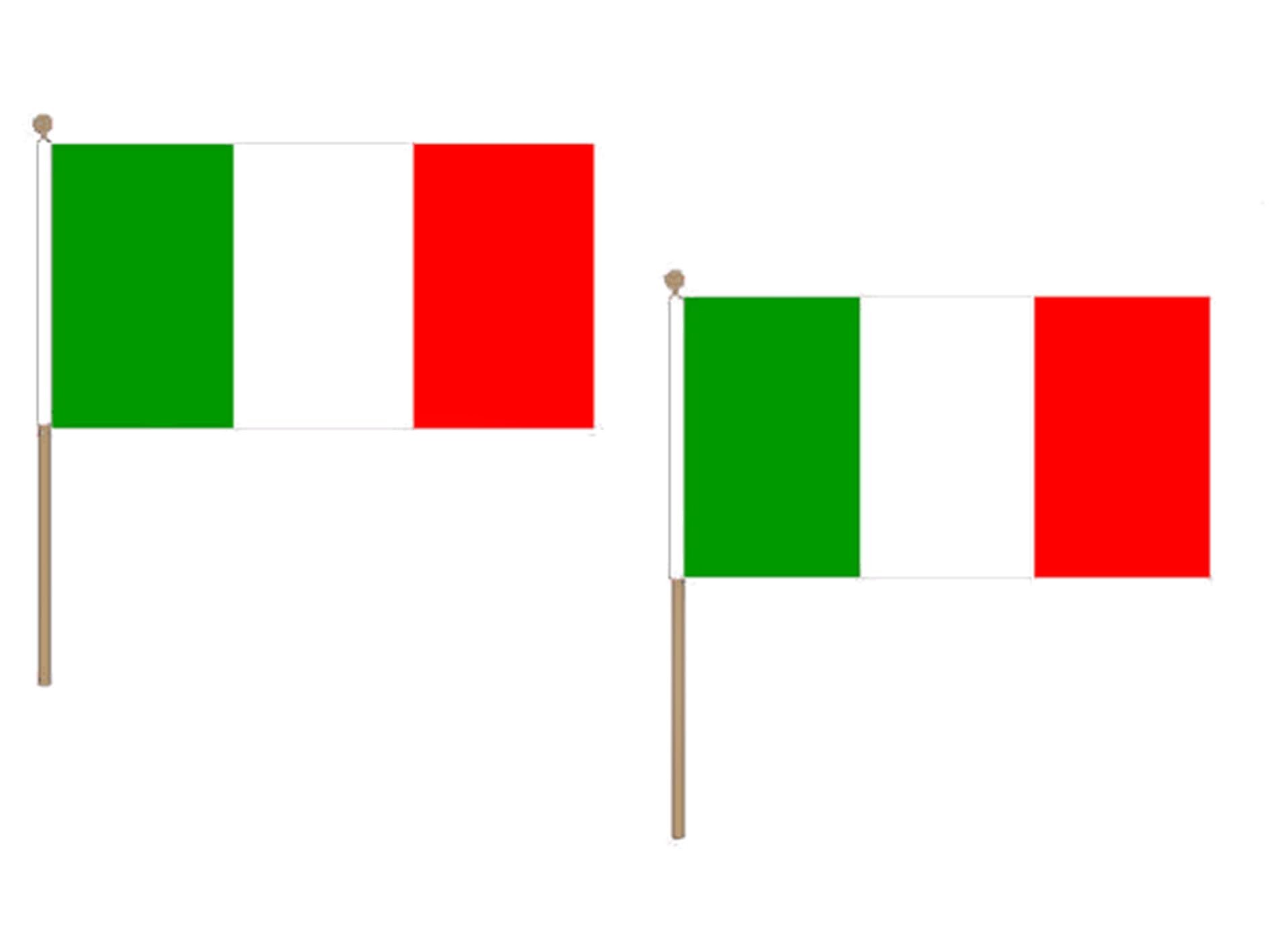 Drapeau Italie avec hampe en bois de 60 cm en lot de 10 pièces AZ FLAG