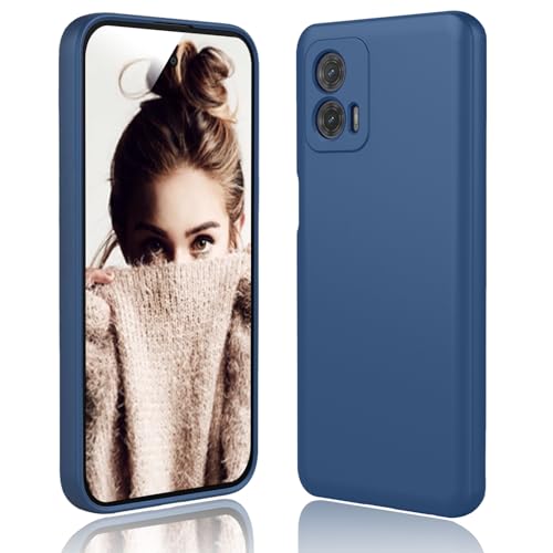 DESSEN Funda para Motorola Moto G73 5G - Líquida Silicona Carcasa con Forro de Microfibra Antiarañazos Delgada y Suave TPU Cover Anti-Choques Protectora Case, Azul