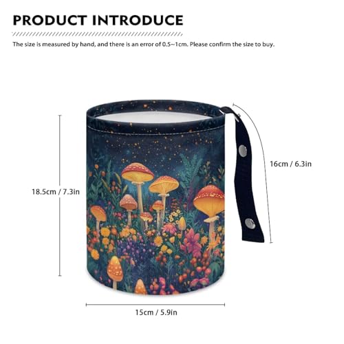Image of Mushroom Forest Starry Sky Car Rubbish Bag Hanging Can Reusable Compact Rubbish Holder Mini Car Organizer for Car Garbage, Easy to Install