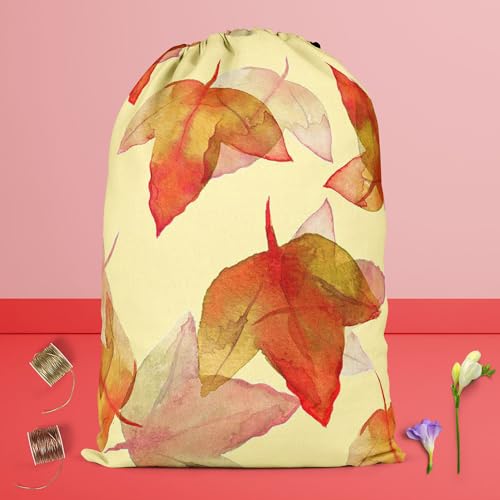 Image of ArtzFolio Autumn Leaves D3 | Reusable Sack Bag | Bag for Gym, Storage, Vegetable & Travel