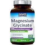 Innate Vitality Magnesium Glycinate 500mg | 70mg Elemental Magnesium Supplement- High Absorption, Non Buffered, Non-GMO & No Gluten - Nerve, Muscle, Bone Health - 120 Vegan Capsules Magnesio