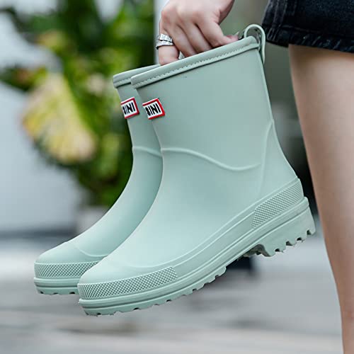Image of Nutropa Mid Calf Rain Boots for Women, Anti-Slip Outdoor Work Rain Shoes