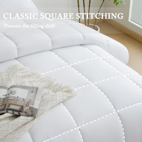 Image of HIG 3pc White King Size Bedding Comforter Set Duvet Insert Blanket