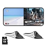 Lofily 【日本企業モデル】電子サイドミラー &ドライブレコーダー 6.25インチタッチパネルモニター&カメラセット 720P&1080P切替可能 録画機能付き 2分割画面 駐車監視 レンズ角度調整可能 簡単取り付け 日本語操作画面 日本取扱説明書 DC12V車【128GB microSDカード付属】 (シルバー)