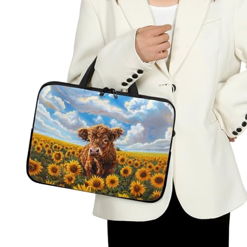 Funda para Laptop 17 pulgadas Estampado Sunflower Highland Cow miniatura 2