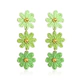 GBAHFY Pendientes colgantes de flores de rafia y rafia envueltos en paja, aretes colgantes de verano, joyería tropical de playa, Grande, Rafia, Sin piedra preciosa
