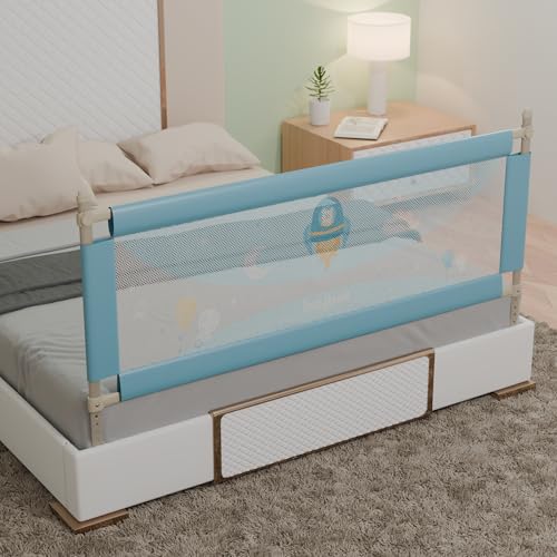 Image of BAYBEE Bed Rail Guard for Baby Safety | Bed Side Protector for Baby with 7 Level Height Adjustable & Portable Bed Railing for Babies Safety Guard for Kids (5Ft, 1 Side, Blue)