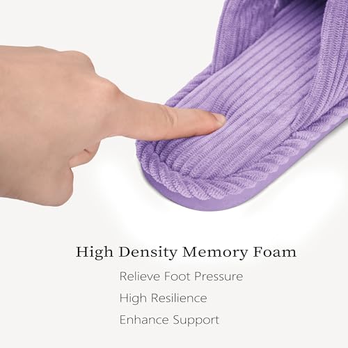 IPSAE House Slippers for Woman Memory Foam Open Toe Slippers Corduroy Cross Bow Womens Slipper Slides Comfy Indoor Bedroom Slip On Shoes4