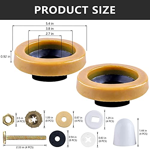 Boeemi Wax Ring Toilet Kit,Includes Flanges And Bolts For Reinstalling The Toilet,Fits 3-Inch Or 4-Inch Waste Lines(2 Pcs). #TOP6