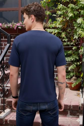 Image of Zilcon Mens Solid Unique Design Tshirt for Men - Round Neck Loose Fit Drop Shoulder Polo Mens T-Shirt