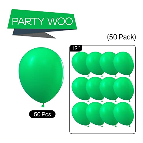 Image of PartyWoo Green Balloons 50pcs Green Latex Helium Balloons 12 Inch