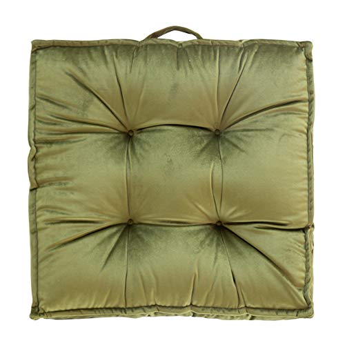 LT&NT épaississant Velours Chaise Coussin De Siege, Carré Coussin D'assise Le Conpourt Sol Coussin Souple Patio Coussins Chaleureuse Oreiller Tapis pour Bureau Extérieur Hiver-Vert 60x60cm(24x24inch)