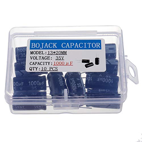 BOJACK 13X20mm 1000uF 35V 1000MFD 35Voltage ±20% Aluminum Electrolytic Capacitors(Pack of 10 Pcs)