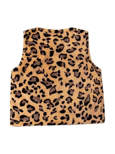 Hedmy Girls Boys Leopard Print Vest Cute Style Outwear Press Buttons Jackets for Kids2