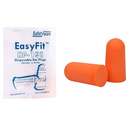 Safetyware Tapones desechables de espuma suave de poliuretano para los oídos, reducción de ruido, para el trabajo, dormir, HP-101 de fácil ajuste a granel (naranja, 1 par)