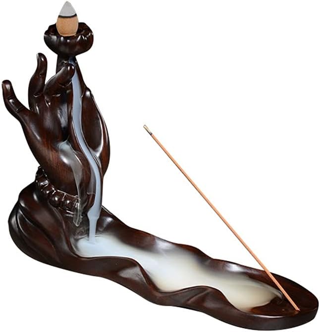 Incense Holders Backflow Incense Burner Home Sandalwood Incense Stick Bergamot Lotus Retro Wood Incense Burner Desktop Ornaments Backflow Incense Burner