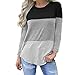 Produktbild Damen T Shirt SHOBDW Frauen Herbst Dünn Simplicity Einfarbig Patchwork Streifen Drucken Tops Mode Einfach Unregelmäßige Saum Langarm O Ausschnitt Shirts Bluse Sweatshirt Pullover