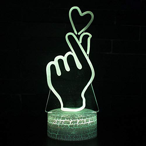 KNKM Changement de Couleur 3D Vision Doigt Coeur Coeur Veilleuse LED Lampe De Chevet Chambre Lampe Décorative Lampe De Table Amant Cadeau