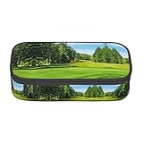 LKLDDPZB Federmäppchen mit Golfplatz-Rasendruck, hohe Kapazität, mehrlagiges Design, langlebige Oxford-Stoff-Konstruktion, vielseitige und organisierte Lösung für Ihre Schreibwaren und Zubehör,