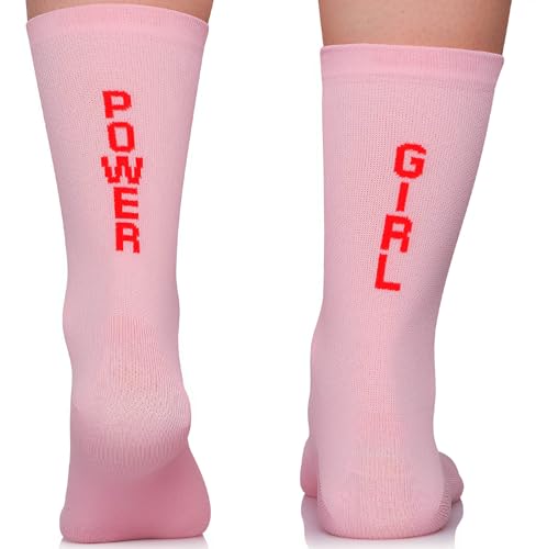 TODO - TODO Rosa Rennrad Socken Damen und Herren. Rosa Fahrradsocken Damen mit Motiv, Radsocken Damen Lustig (Girl Power 39-42)