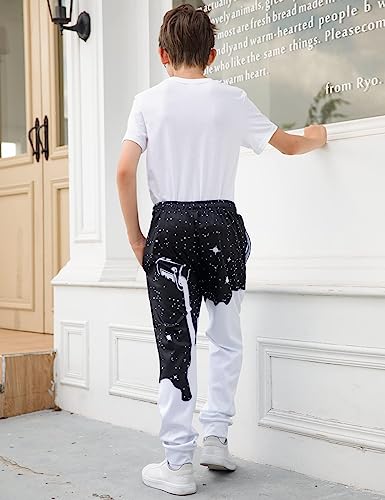 Little Boys Cool Pants With Drawstring 3D Printed White Black Pour Milk Sweatpants For Teens Girls Size 10 12 Spring Novelty Polka Dots Joggers 11 13 Years Old Youth Exercise Home Party Clothes #TOP4