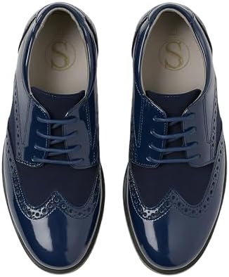 boys navy blue dress shoes Navy Patent Brogue Dress Shoes 28 EU (10 Toddler US) / Navy