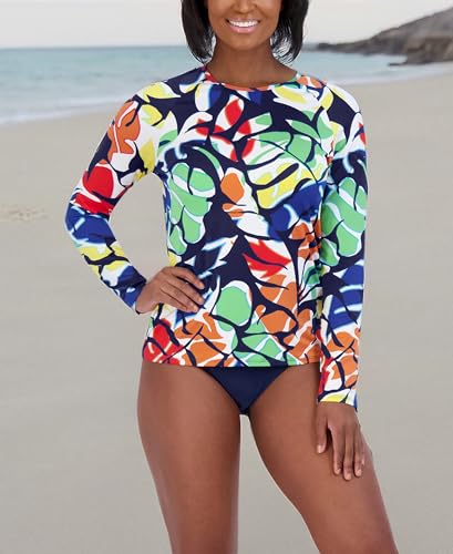 Image of Nautica Women's Long Sleeve Rashguard - Quick-Dry, UPF Protection, Swim Shirt, Pool, Beach, Hiking, Yoga, Volleyball