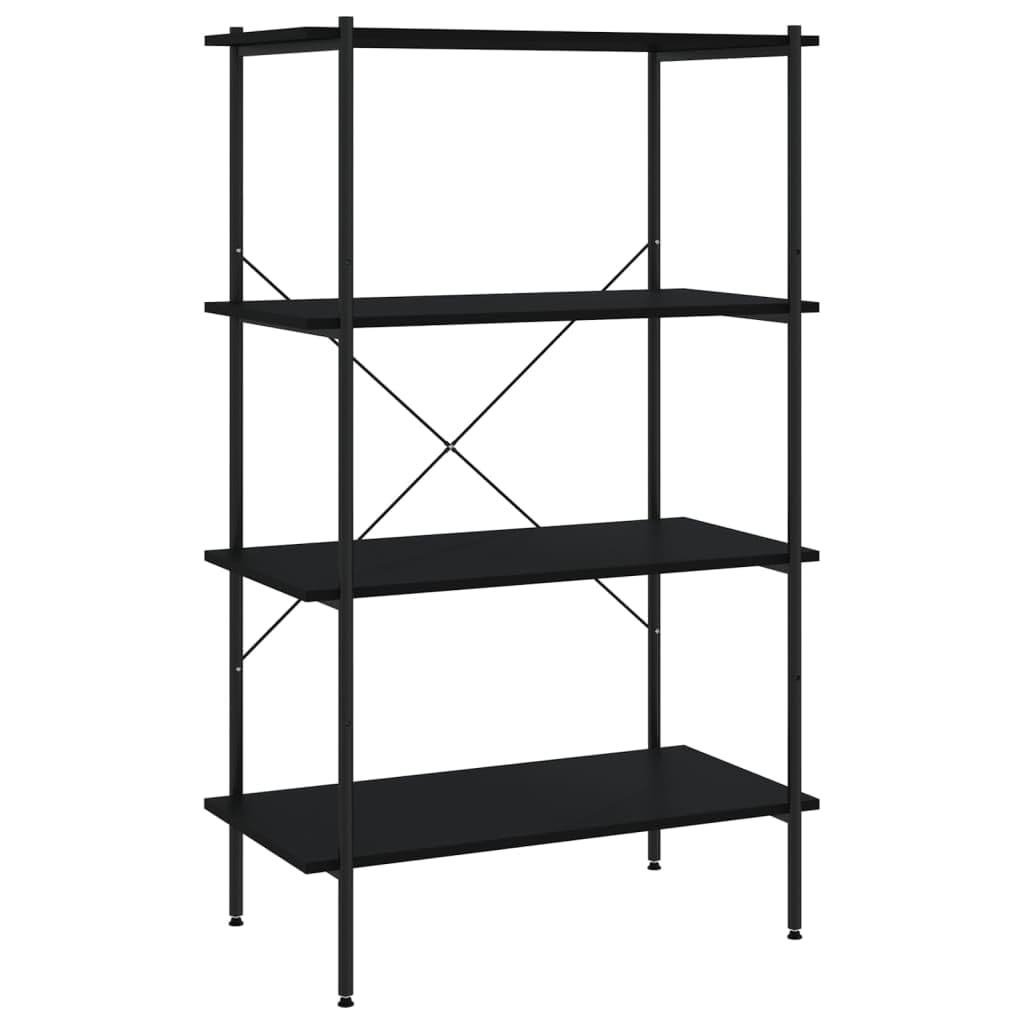 Regal mit 4 Böden, Schwarz, 80x40x130 cm, Robustes Standregal aus Holzwerkstoff und Stahl, vielseitiges Bücherregal für Büro und Wohnzimmer