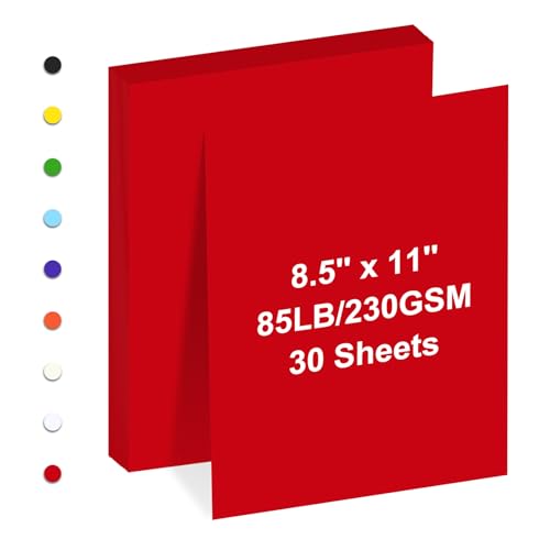 Cardstock 8.5 x 11 Cardstock Paper 85 lb/230 gsm Red Card Stock for Printer Drawing Gift tags Invitations Cards etc (Red 30 Sheets)