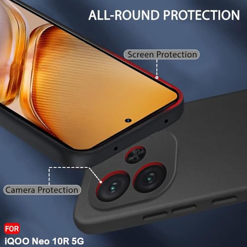 Image of TheGiftKart Sleek Back Cover Case for iQOO Neo 10R 5G | Slim Fit Protective Design | Ultra Matte Finish | Camera Protection Bump | Soft Silicon Back Cover Case for iQOO Neo 10R 5G (Silicone, Black)