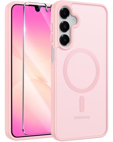 Image of FNTCASE for Galaxy A26 5G Phone Case: Magnetic Matte Translucent Military Grade Drop Protection Cell Phone Cover - Slim Rugged Durable Shockproof Protective for Samsung A26 Cases - Light Pink