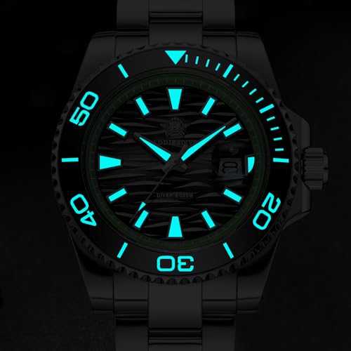 Image of ADDIESDIVE 41 MM Mens Dive Watch 200 M Waterproof BGW9 Luminous Ceramic Bezel Date Display Quartz Analog Wrist Watches Wave Textured Dial