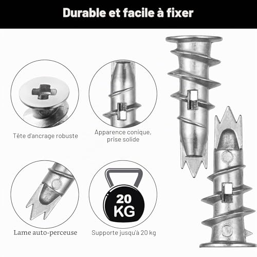 MirraSwit 100 Pièces Chevilles pour Placoplatre, Cheville Queue de Cochon – vue 3