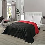 Delindo Lifestyle® Tagesdecke Bettüberwurf Serie Premium Duo, für Doppelbett, schwarz rot, für Schlafzimmer, 220x240 cm