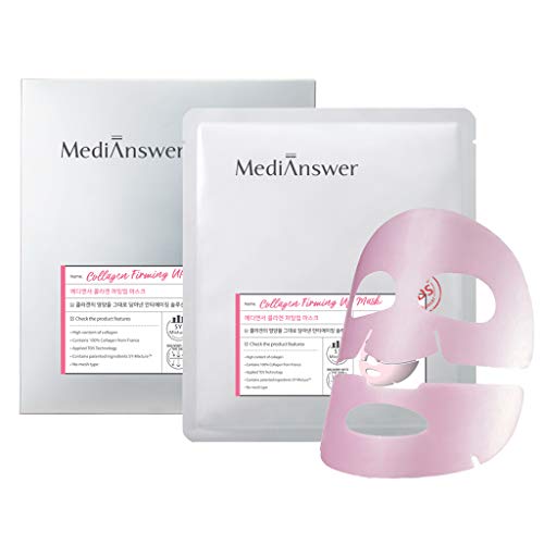 ABOUT ME MediAnswer Collagen Firming Up Mask 4ea (1box) 25g - 77% Pure Collagen Extract Anti-Aging Total Care Facial Mask Sheet, Powerful Hydrating and Anti-Wrinkle Night Skin Care