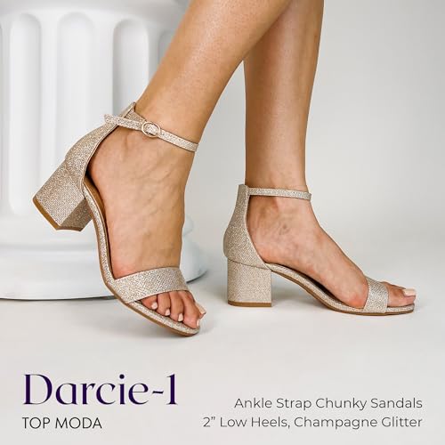 Image of TOP Moda Darcie-1 Ankle Strap Dressy High Heel Sandal, Non-slip Sole, For Wedding, Party, Prom, Evening Wear, or Any Occasion, Sleek Style Block Heel Sandals
