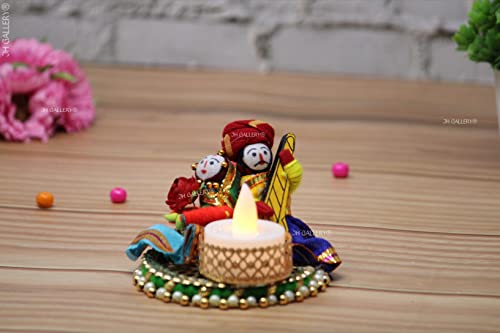 Image of JH Gallery Handmade Recycled Rajasthani Dolls Puppet Tealight Candle Holder for Home Decor - Multicolor Pack of 1, Home Decoration Items for Living Room.