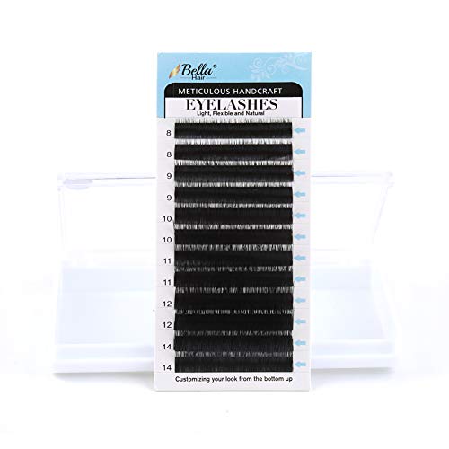 Real Mink Eyelash Extensions B/C/D/J Curl | Professional Salon Use | Thickness 0.15mm Individual Volume Lashes Length 8-14mm Mixed Tray (J Curl) by Bella Hair