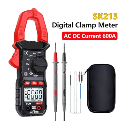 SK-213 Digital Clamp Meter 600A AC DC Current Ammeter Pliers Auto Range 6000 Count Multimeter Voltage(SK213 with 16in1) miniatura 2