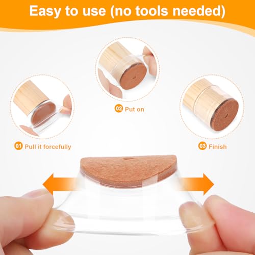 Image of CHUNZEXI 48 Pack Chair Leg Floor Protectors for Hardwood Floors, Silicone Felt Covers Pads Caps, Protect Wood Furniture Feet Floors Noise Reduce and Scratch (Universal Small)