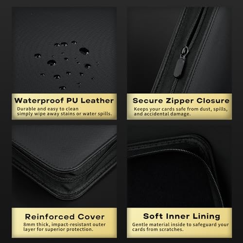 9-Pocket Trading Card Binder, PU Leather Zip Card Binder Album Holds 900 Cards for TCG, Sports Cards, Collectible Cards（BLACK） — view 6