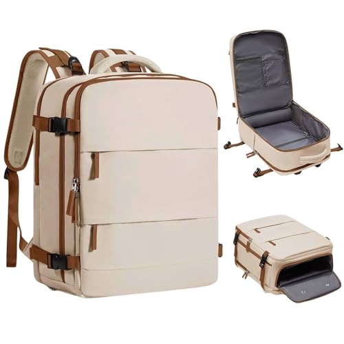 Mochila de Viagem Grande P/Mulheres e Homens Bagagem de mão Impermeável Esportes ao ar livre 30L (ZIPER MARROM)