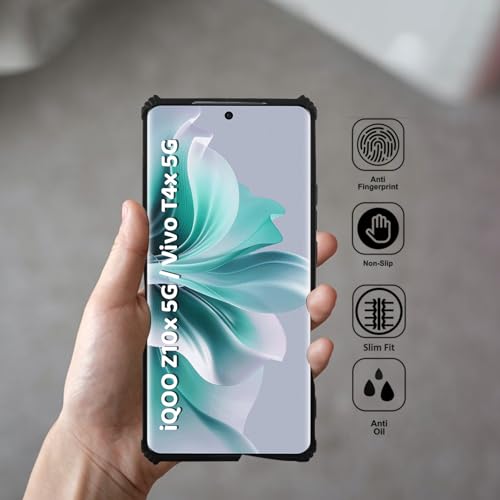 Image of SESS XUSIVE Polycarbonate Crystal Clear Back Cover for iQOO Z10X 5G / Vivo T4X 5G | 360 Degree Protection | Shock Proof Design | Transparent Back Cover for iQOO Z10X 5G / Vivo T4X 5G - Black Bumper