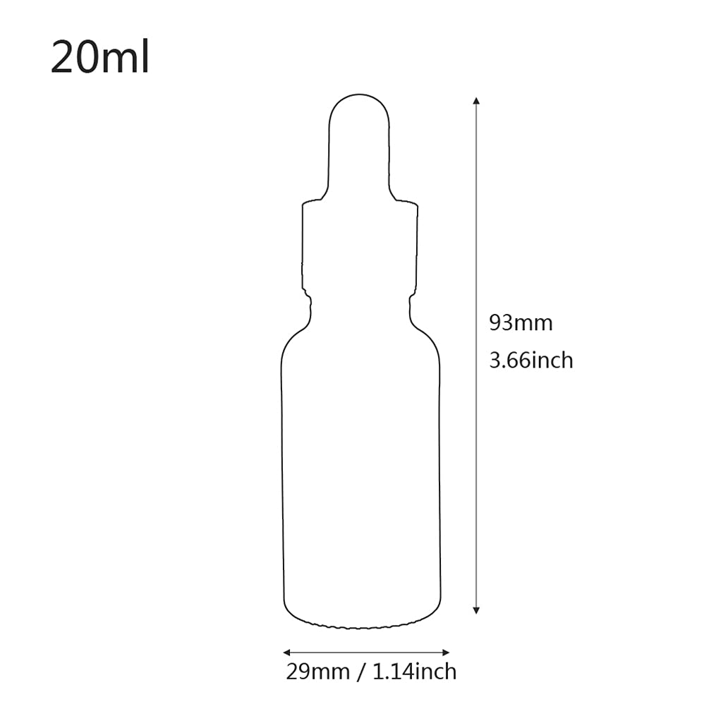 24 Stück 20ml Matt schwarz Pipettenflasche Tropfpipetten mit Schwarz Pipettenring für Ätherisches Öl,Aromatherapie, Massage, Duftöl Probe,Make-up,chemische Flüssigkeit + 4x Trichter