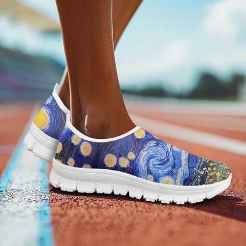 Image of Floral Sneakers for Women Colorful Art Shoes for Women Slip On Casual Work Shoes