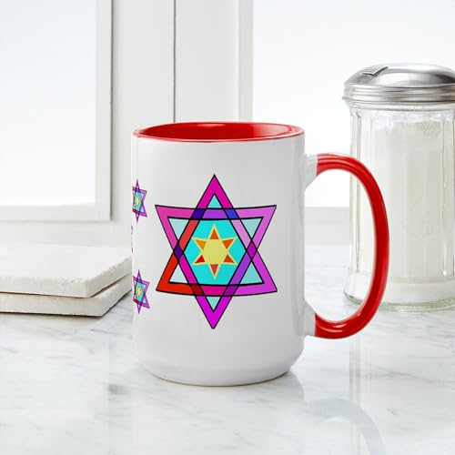Jarro grande de cerámica 15 oz con diseño Estrella de David miniatura 4