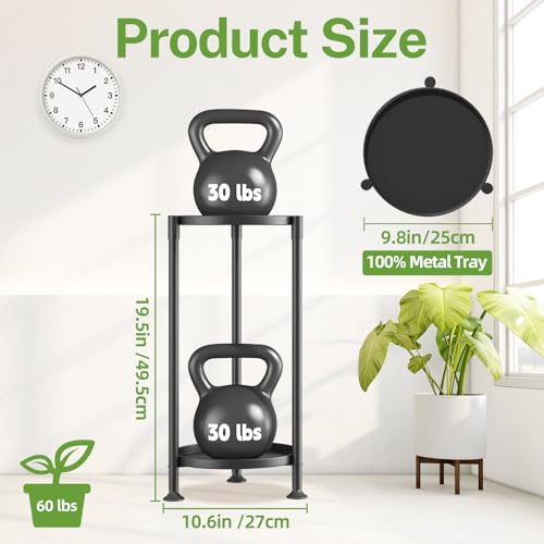 Image of iDavosic.ly 2 Tier Plant Stand Indoor with 10 Inch Wide Tray, Tiered Corner Metal Outdoor Flower Display Holder, Vertical Tall Rack for Patio Porch Living Room, Modern Black